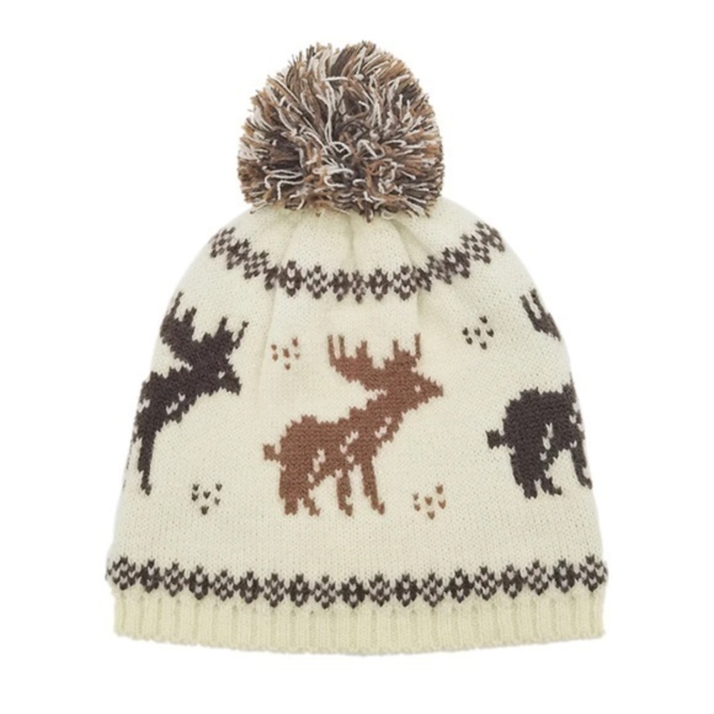 New Beige Deer Women’s Pom Pom Hat NWT